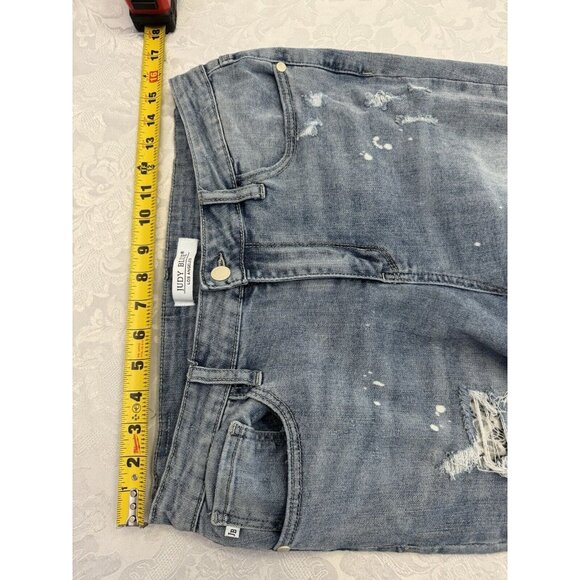 Judy Blue Size 13/31 Lace Patch Distressed Mid Rise Skinny Jeans Stretch - Picture 8 of 11